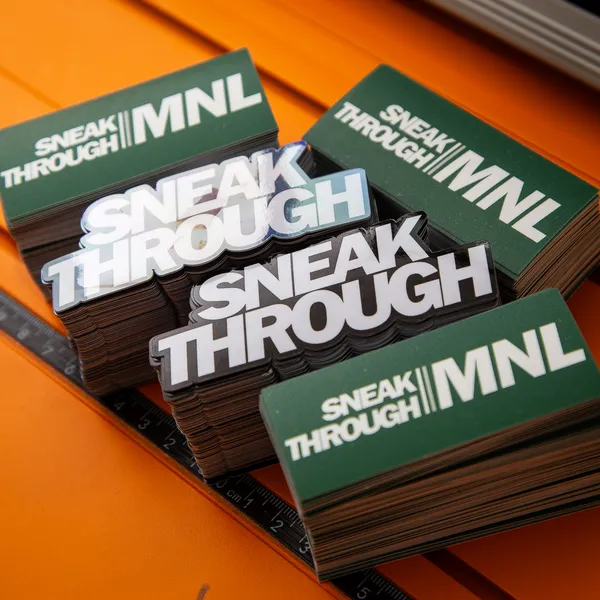 Die-cut stickers on orange
